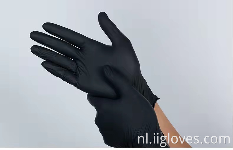 Zwart hoog elastische poedervrije veiligheidshandschoenen Huishoudelijke bescherming 100-pc's/doos nitril synthetische handschoenen